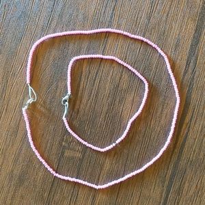Beaded Choker & Bracelet, Pink 💗